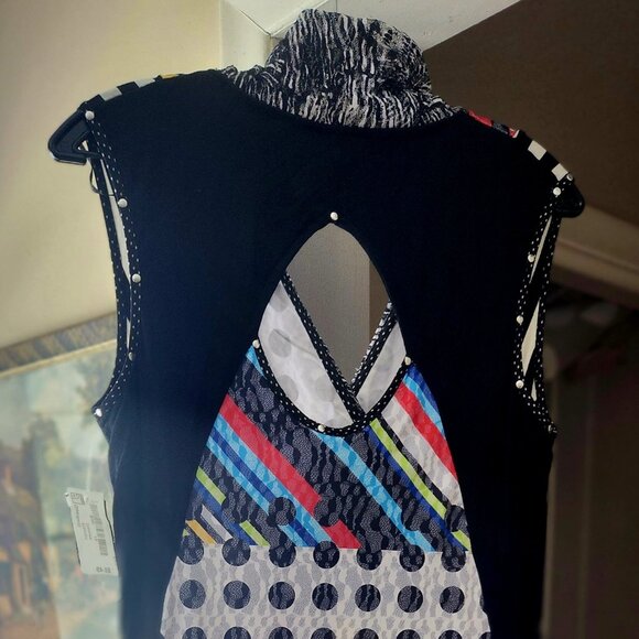 Funky - dots, stripes, multi-coloured lace, rivets Tango Mango collection Sz L - Picture 3 of 11